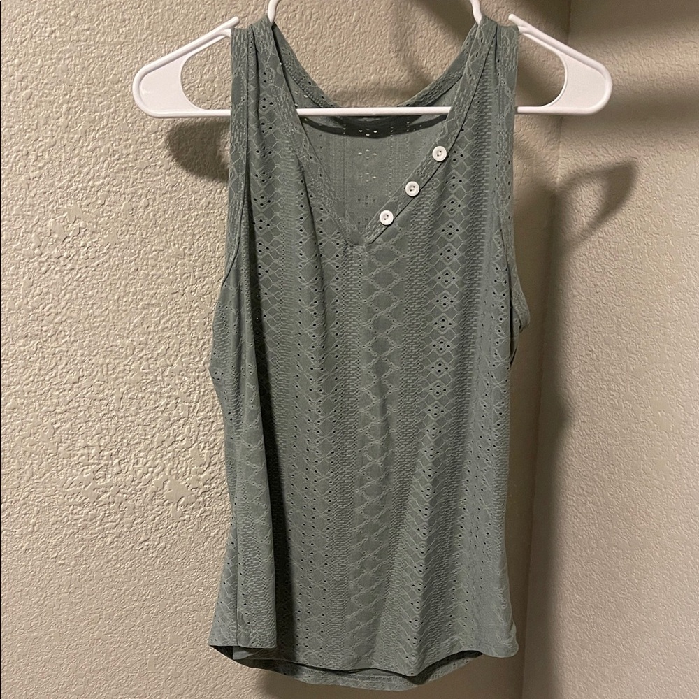 SHEIN Sage Button-Accent Tank Top